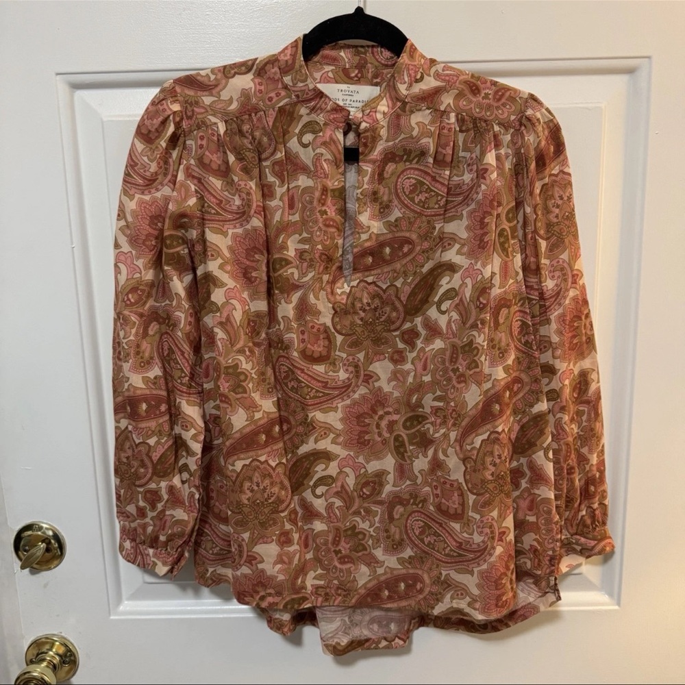 Trovata Bird Of Paradis BAILEY BLOUSE - AUTUMN PAISLEY Size XS NWOT $278 - Picture 2 of 12